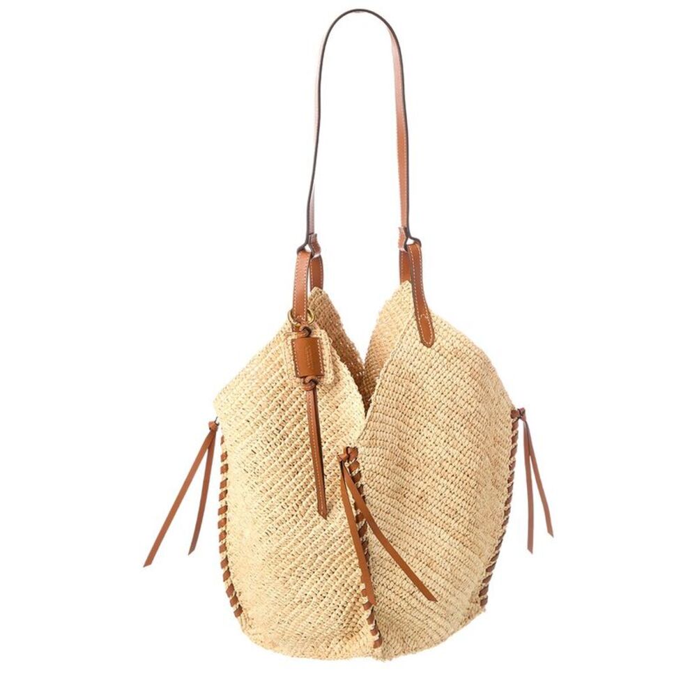 Isabel Marant Logo Raffia Tote, Beige